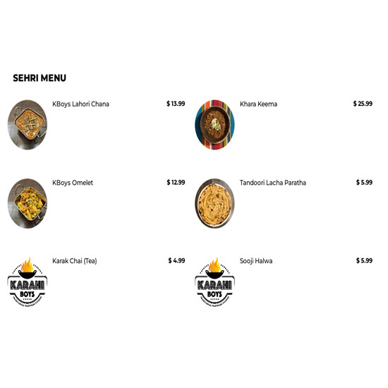 menu